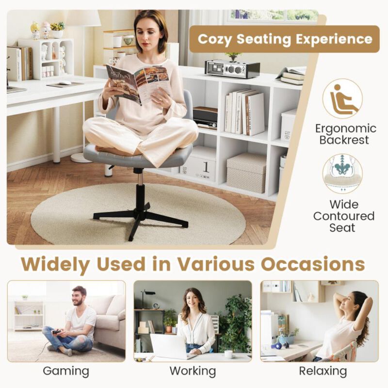 Hivvago Criss Cross-Legged Swivel Desk Chairs No Wheels