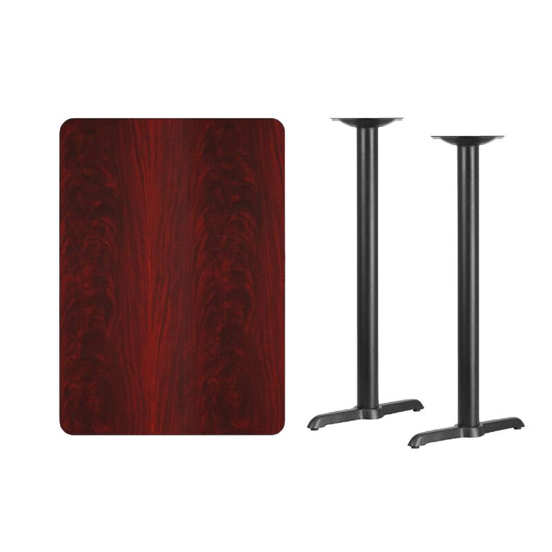 Flash Furniture Stiles 30'' x 42'' Rectangular Mahogany Laminate Table Top with 5'' x 22'' Bar Height Table Bases