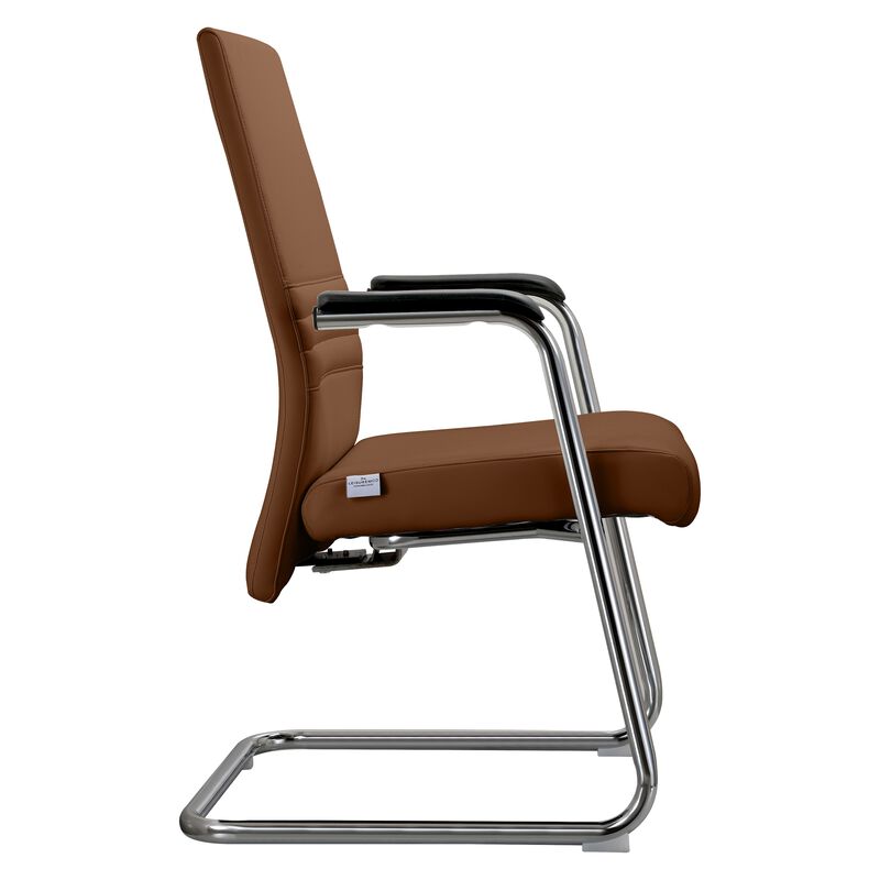 LeisureMod Aleen Mid-Century Modern Office Chair with Upholstered Seat and Metal Armrest