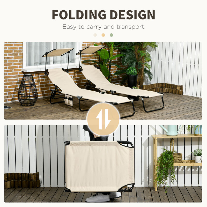 Hivvago 2-Piece Poolside Chaise Lounge Set with Sunshade image number 5