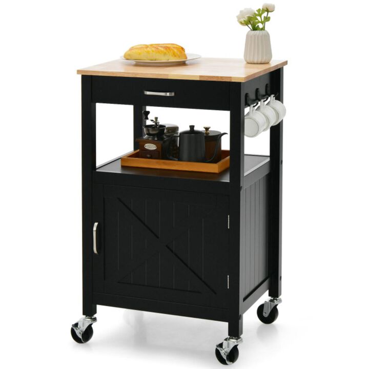 Hivvago Rolling Kitchen Island Cart with Drawer and Side Hooks