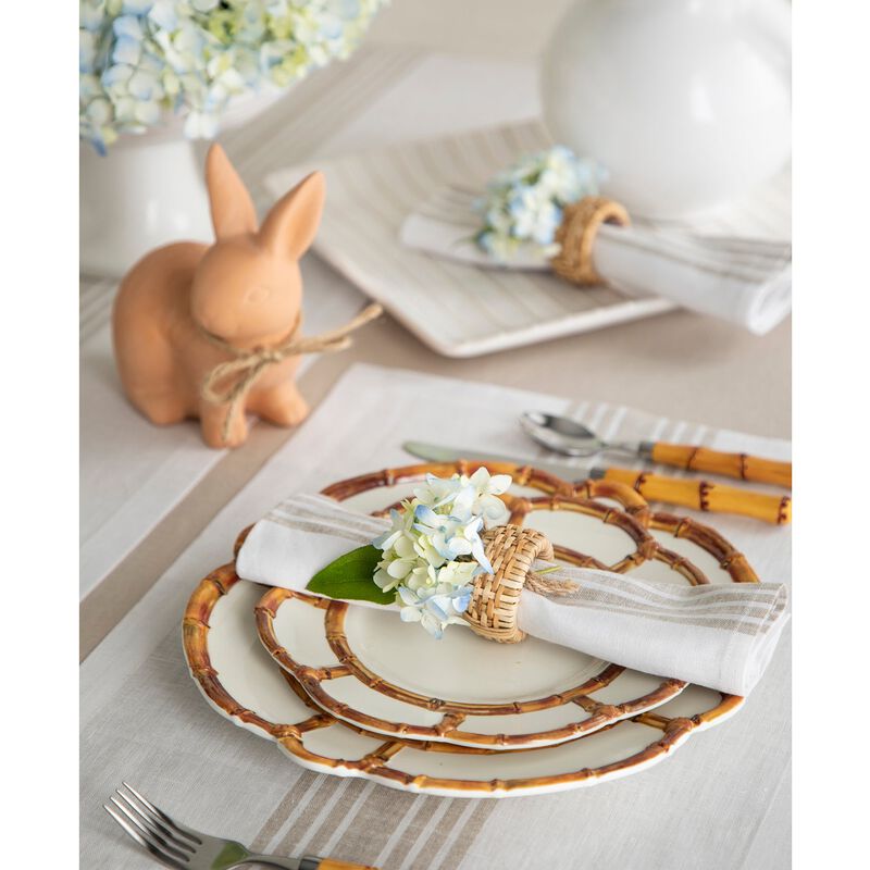 Solino Home Farmhouse 100% Linen Placemats &ndash; Set of 4, 14 x 19 in, Machine Washable, Holiday and Everyday Dining