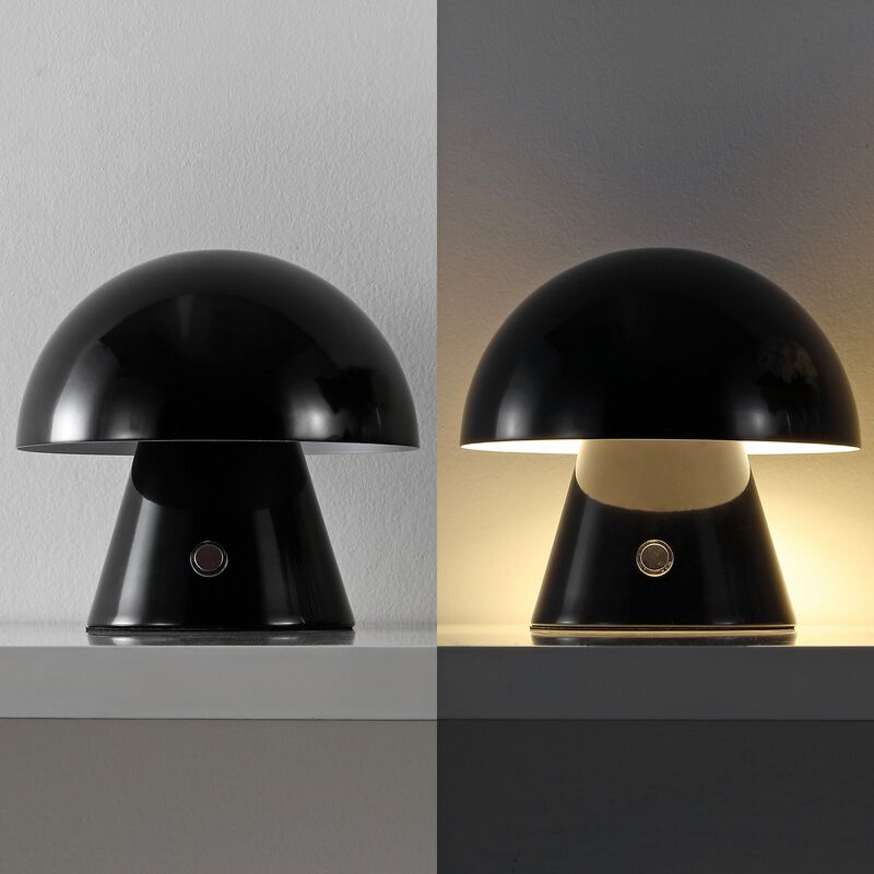 Porcini Contemporary Bohemian Rechargeablecordless Iron Integrated LED Mushroom Table Lamp