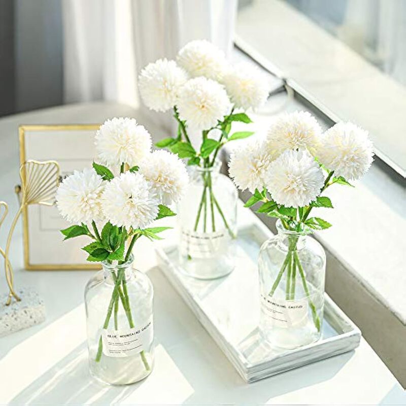 12 Piece White Artificial Chrysanthemum Flower Stems Garden Porch Decor image number 3