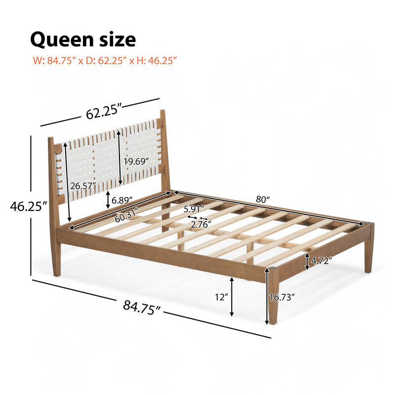 Christopher Knight Home Carina Queen Wood Platform Bed with Faux Leather Weave Headboard