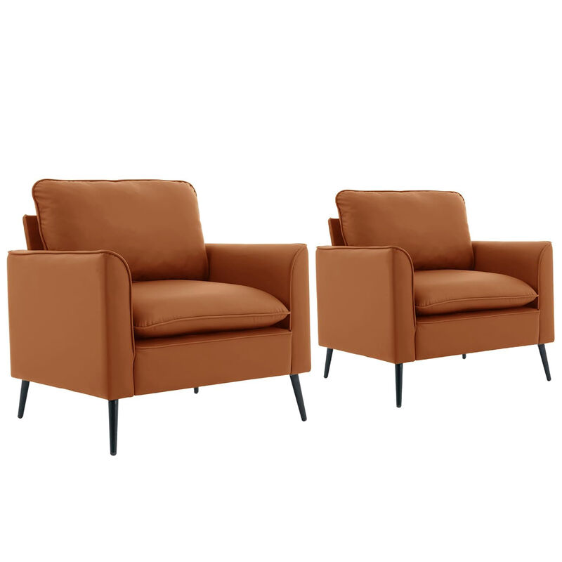 Merax Versatile Upholstered Lounge Accent Chair - Breathable Faux Leather with Overstuffed Support Pillows image number 0