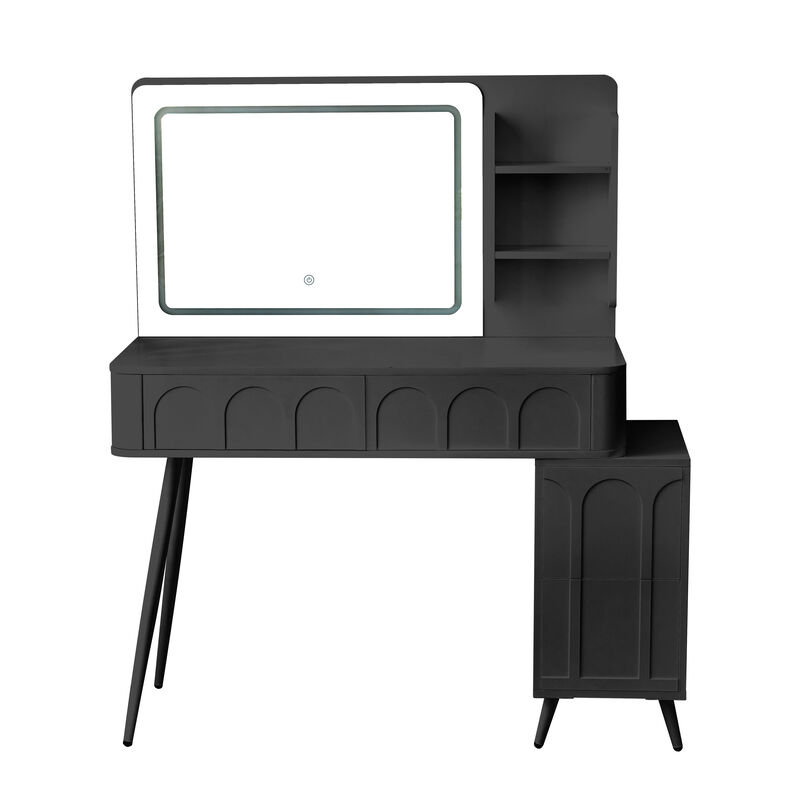 Merax Modern Makeup Vanity Desk with LED Lights and 1 Stool