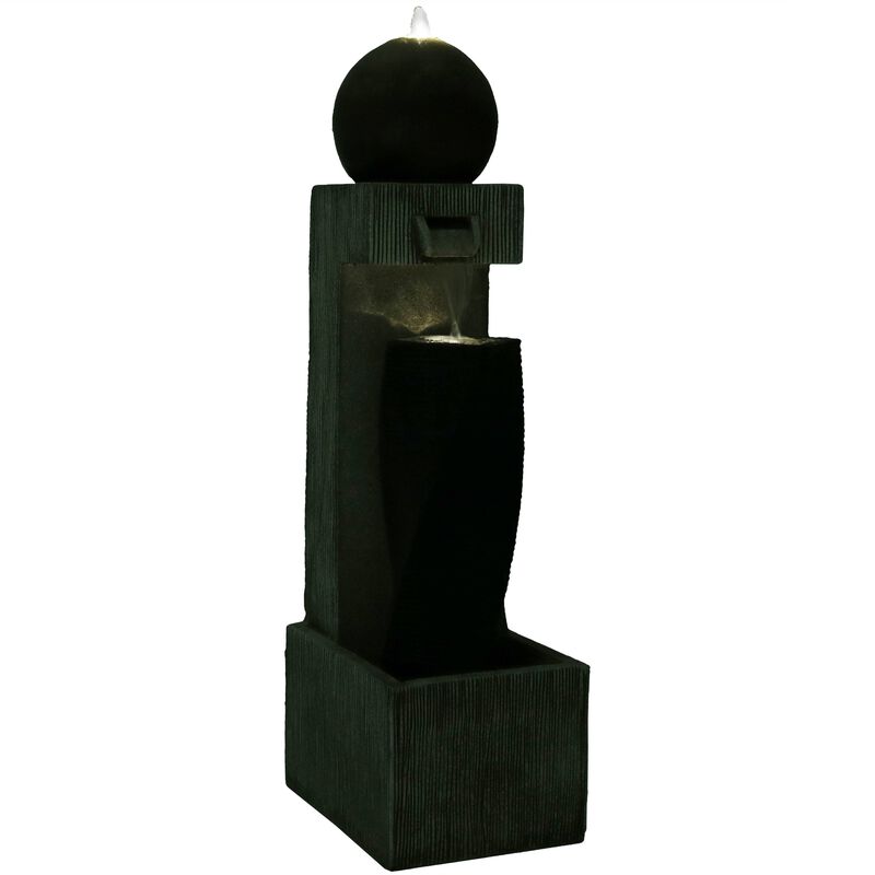 Sunnydaze Modern Artistry Outdoor Water Fountain with LED Lights - 35 in