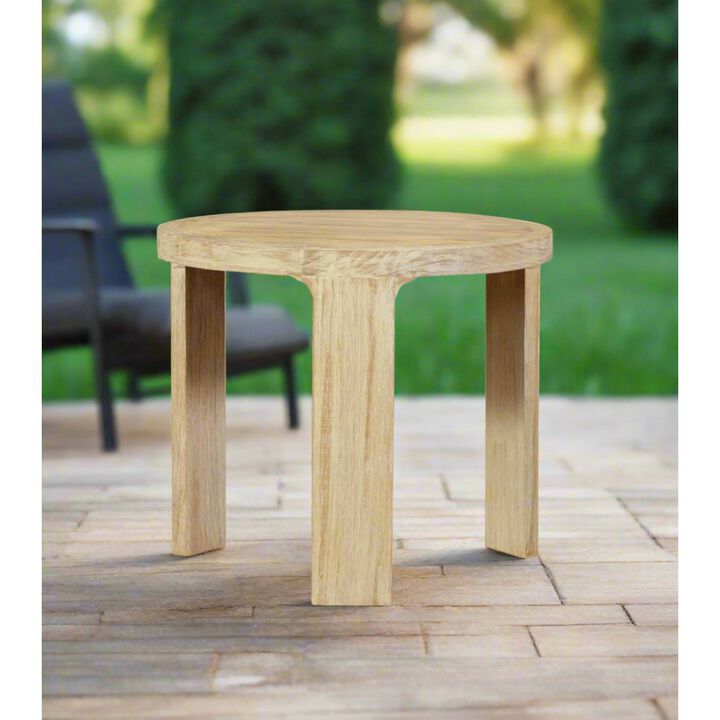 Crafters and Weavers Eclipse Outdoor Solid Teak Wood Natural Look End Table