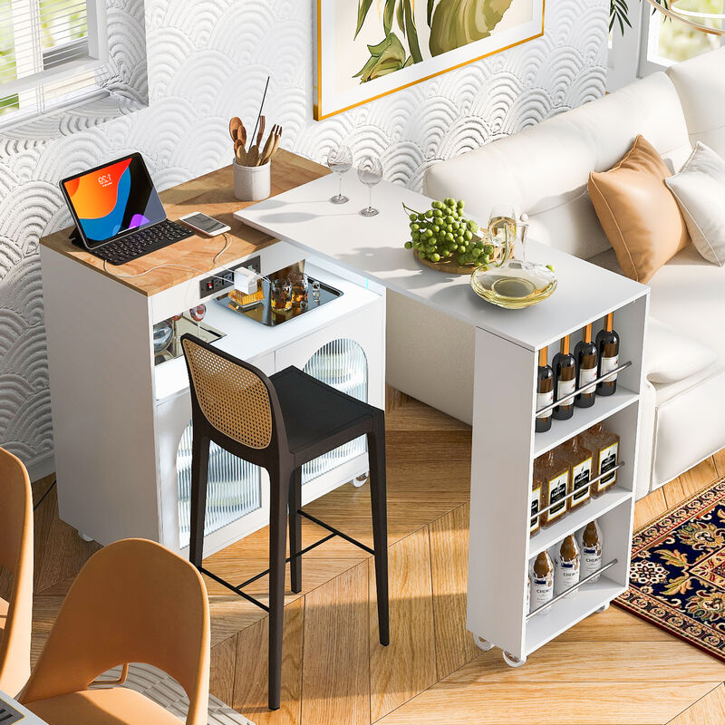 Mibusp Rolling Kitchen Island With Extended Table image number 8