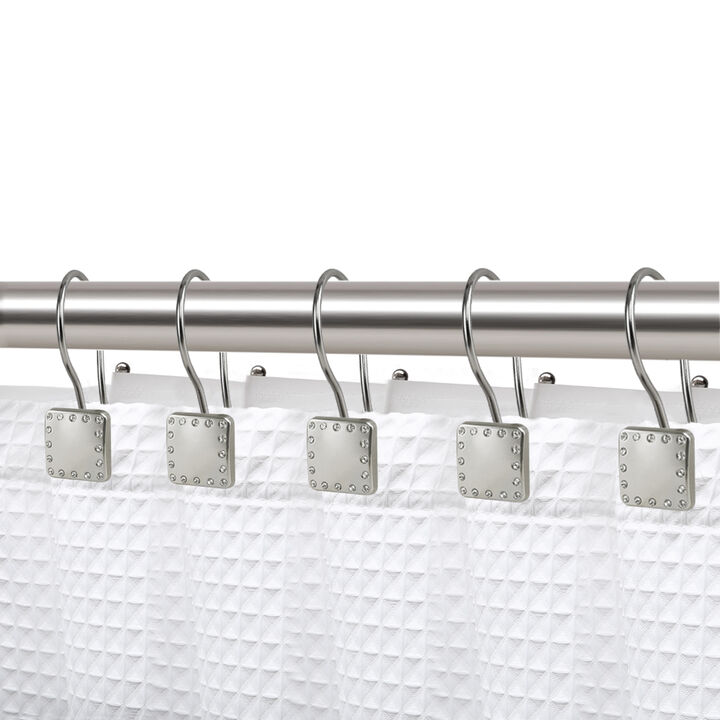 Utopia Alley Rust-Resistant Metal Double Shower Curtain Hooks, Shower Hooks Hangers for Bathroom, Kitchen Utensils, Curtains, Clothing, Towels etc - Set of 12