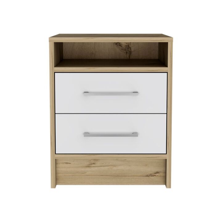 Streamdale Eter Nightstand, Superior Top, Two Drawers - Light Oak