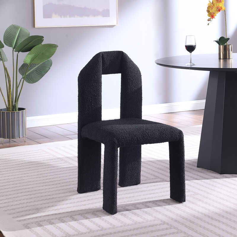 Meridian Furniture Bennett Black Boucle Fabric Dining Chair, Set of 2
