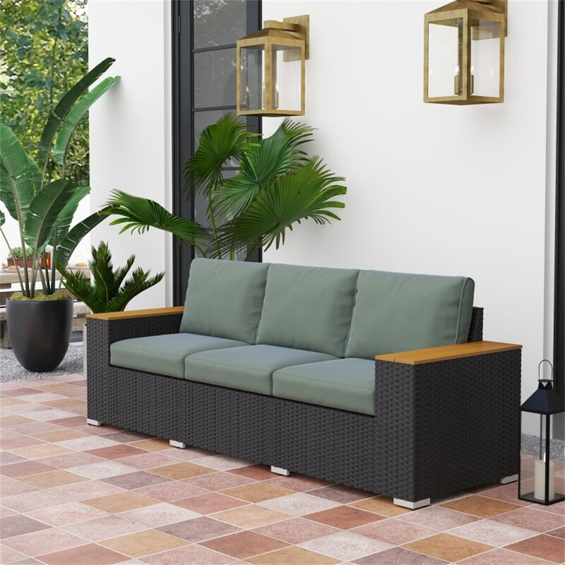 Rattan Three-Seat Sofa for Patio, Garden, or Balcony Lounge image number 1