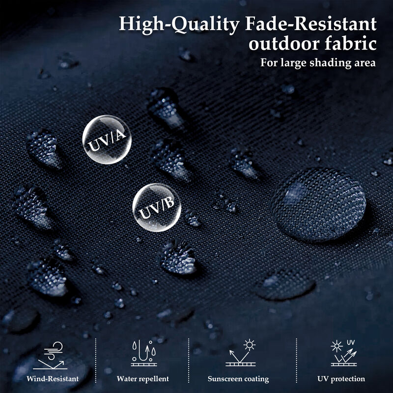 FUFU&GAGA 15ft Navy Blue Solar LED Double-Sided Patio Umbrella | Extra-Large Shade with Sturdy Base image number 5