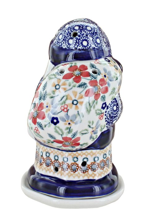 Blue Rose Polish Pottery Dots Santa Luminary