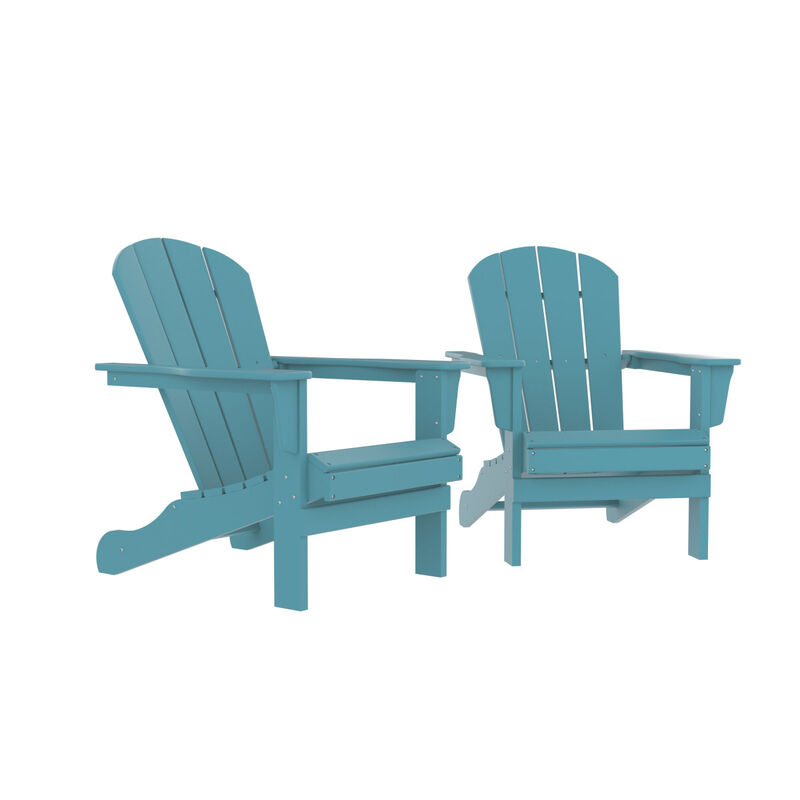 HDPE Adirondack Chair, Fire Pit Chairs, Sand Chair, Patio Outdoor Chairs,DPE Plastic Resin Deck Chair, lawn chairs, Adult Size, Weather Resistant for Patio/ Backyard/Garden, Red, Set of 2