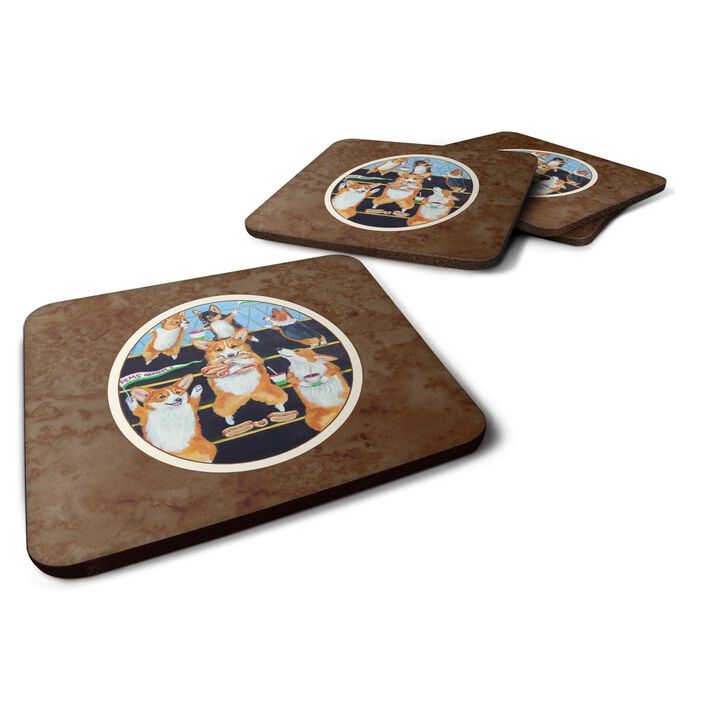 Caroline's Treasures 7286FC Go Team Corgi Pembroke Foam Coasters (Set of 4), 3.5, Multicolor