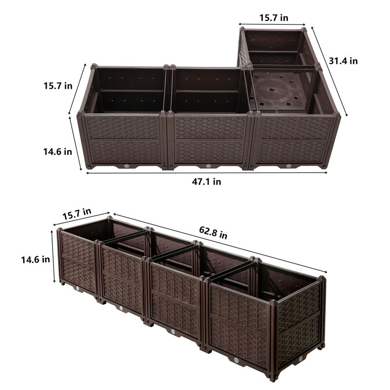 WOW PIONEER Indoor Outdoor Rectangular Planter Box for Growing Vegetables Herbs Flowers Succulents for Garden Balcony Terrace Backyard Porch Home Display image number 2