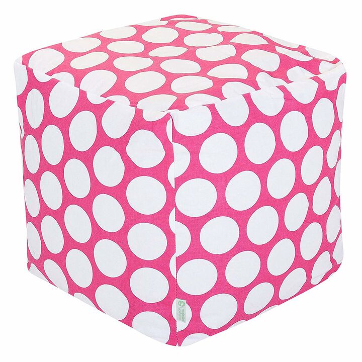 Majestic Home Goods Cube Pouf Polka Dot (Large) Hot Pink