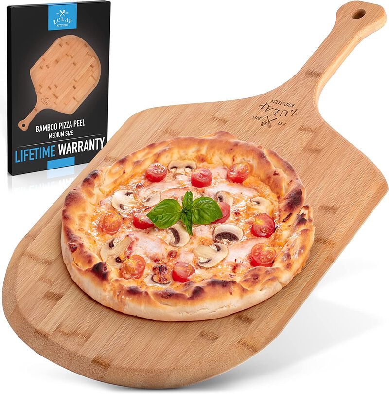 Authentic Bamboo Pizza Paddle With Easy Glide Edges & Handle For Baking (Medium 12") image number 1