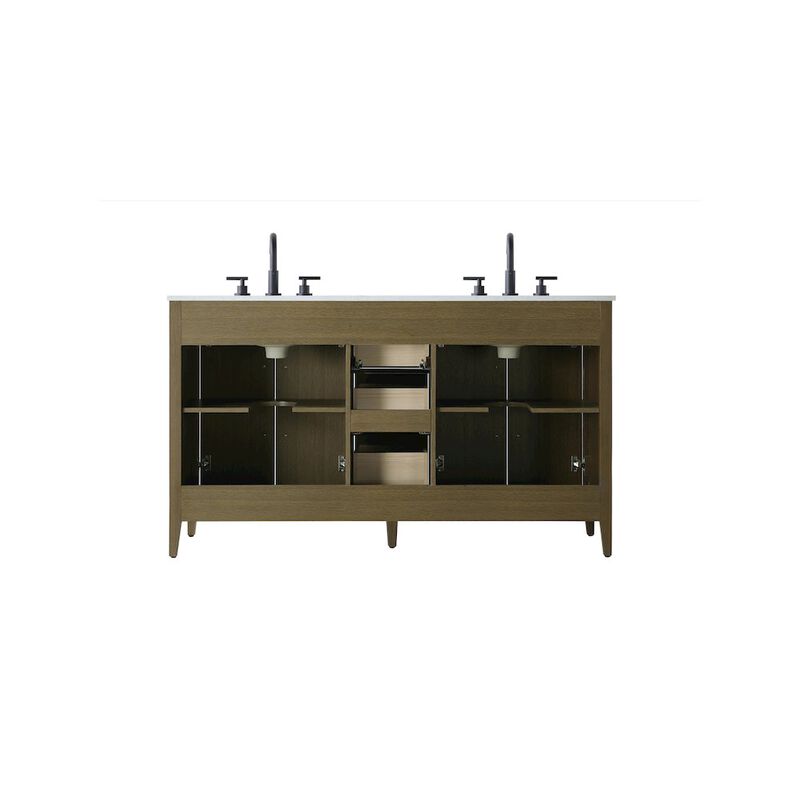 Elegant Kitchen and Bath 60 Inch Double Bathroom Vanity In Chestnut Brown
