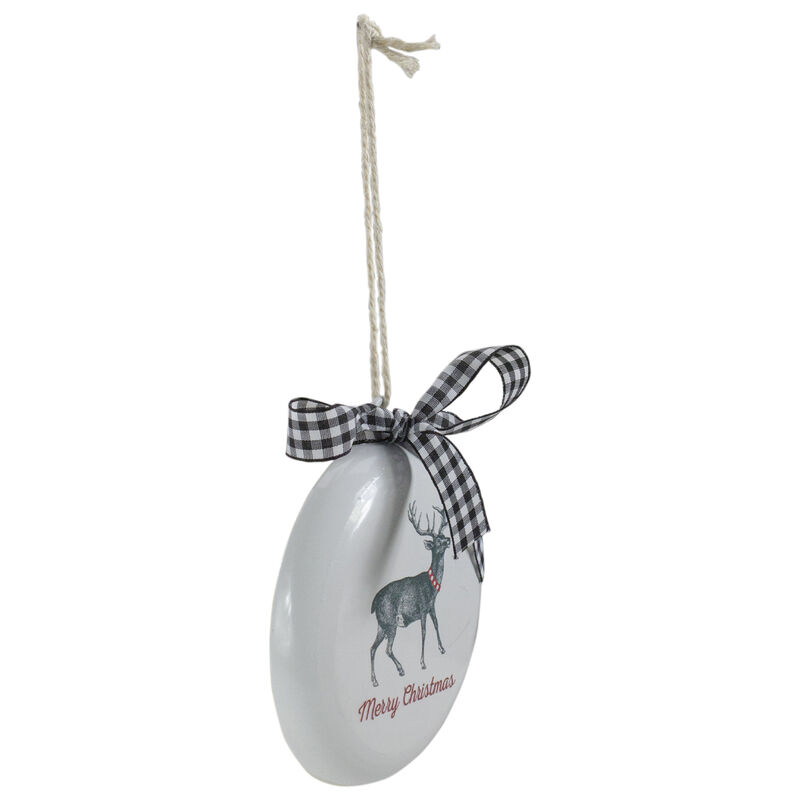 4.5" White and Black Reindeer "Merry Christmas" Disc Ornament image number 3