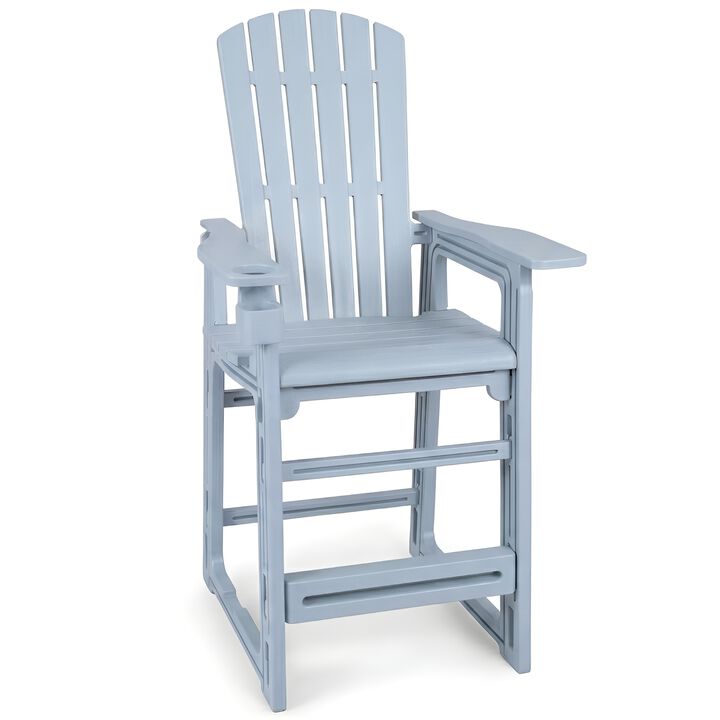 29 Inch Outdoor Counter Height Bar Stool with Backrest and Armrests
