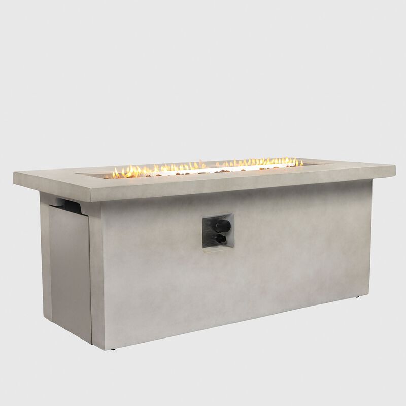 60" Propane Gas Fire Pit Table, 60000 BTU Rectangular Concrete Fire Pit for Outside Backyard Deck Garden Courtyard image number 0