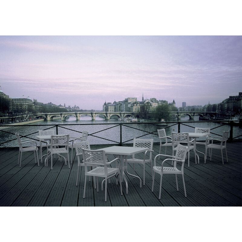 31" Red and Silver Patio Square Folding Dining Table