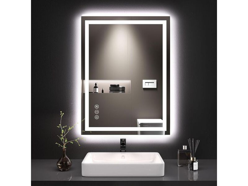 32x24 Inch LED Bathroom Mirror with Anti-Fog and Dimmable Lighting image number 1