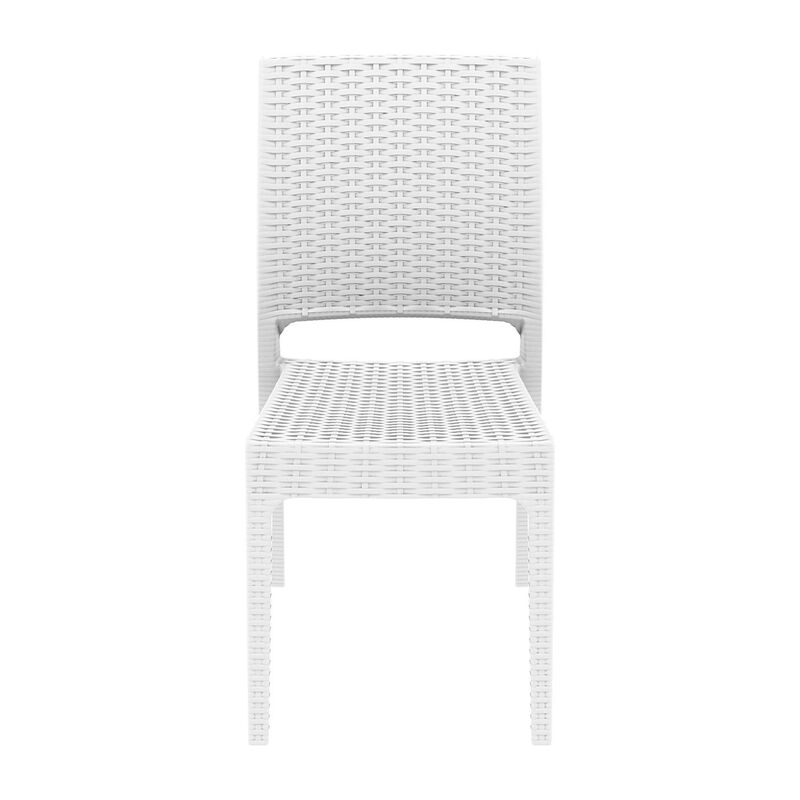 34" White Patio Wickerlook Stackable Dining Chair