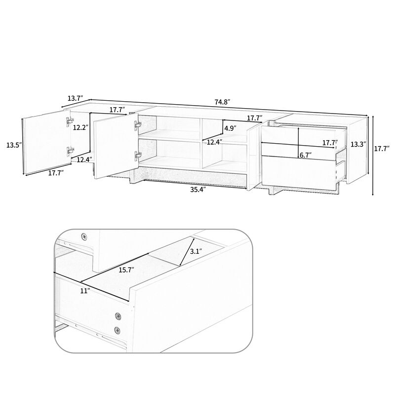 Merax Contemporary Rectangle Design TV Stand