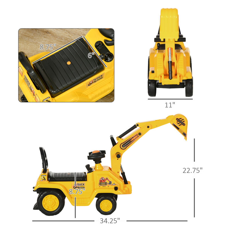 BreeBe 2 in 1 Ride On Toy Digger Digger Tractor Pulling Cart Pretend Play Construction Truck image number 2