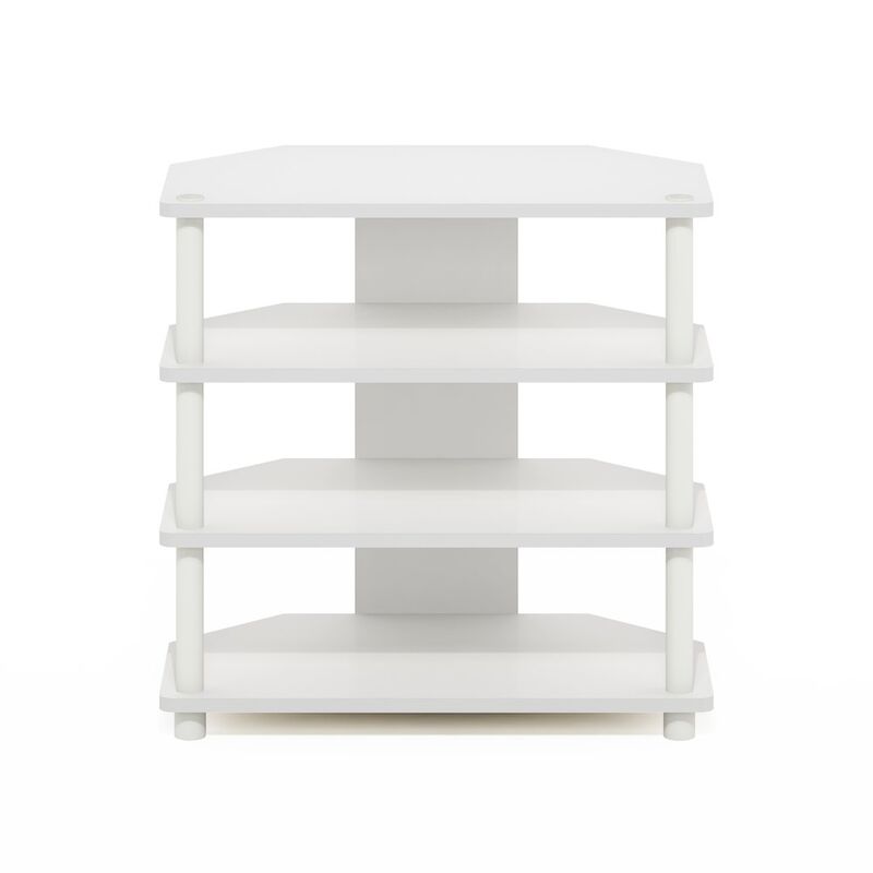 Econ Easy Assembly 4-Tier Petite TV Stand, White/White