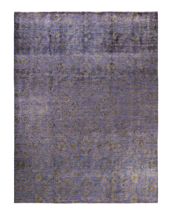Suzani, One-of-a-Kind Hand-Knotted Area Rug  - Purple, 9' 1" x 11' 8"