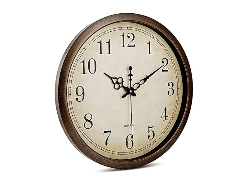 Vintage Brown Dining Wall Clock 16 Inch Silent Non Ticking Easy Read image number 3