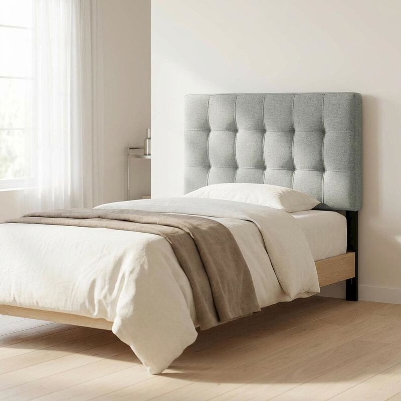 Upholstered Fabric Twin Headboard with Soft Padding and Elegant Style image number 3