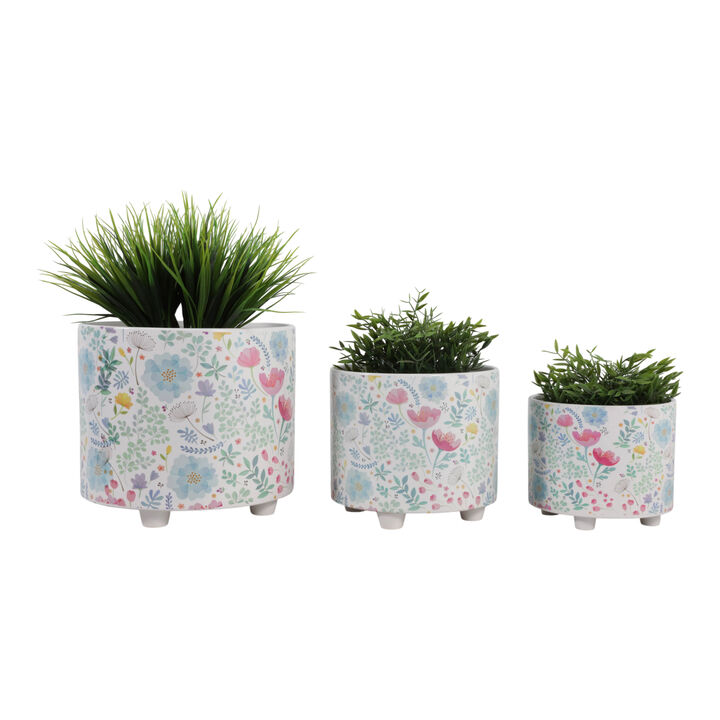 S/3 Spring Flowers Planters