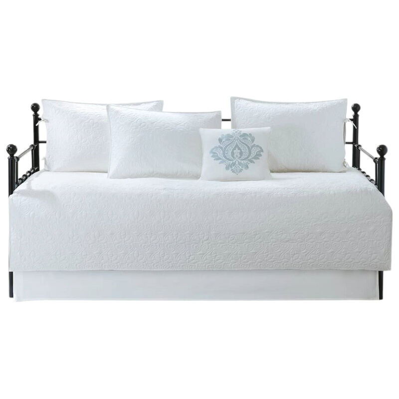 6-Piece Reversible Quilted Daybed Cover Set – Farmhouse Bedding in Seafoam Teal