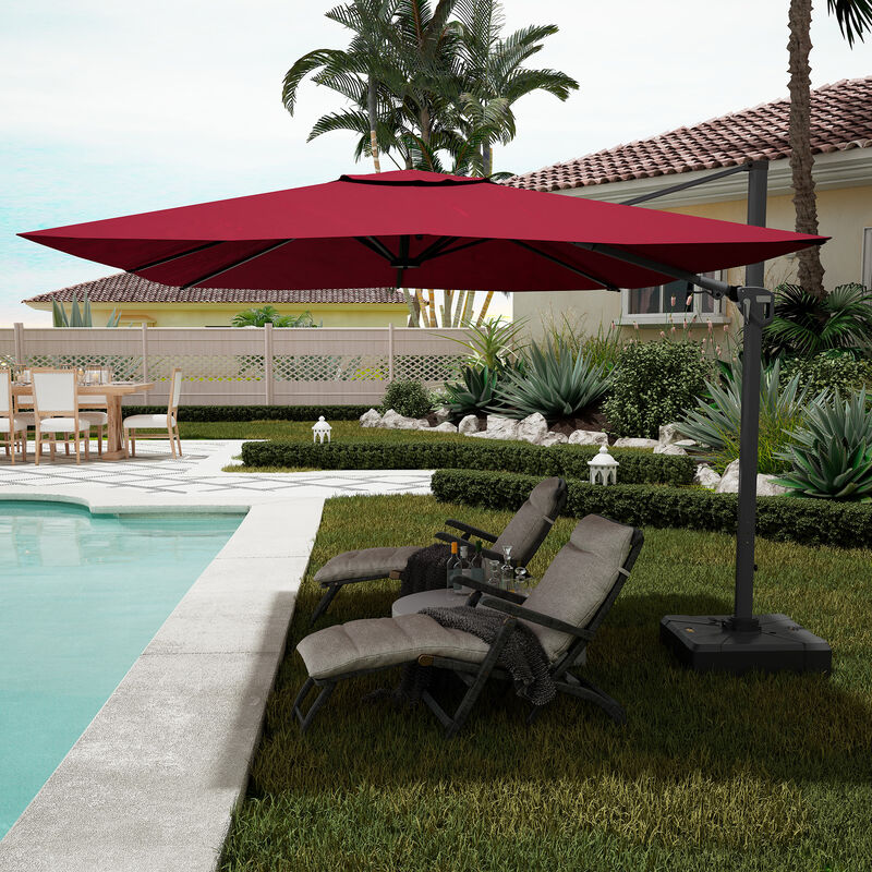 11ft Cantilever Patio Umbrella Square Umbrella Outdoor Patio Offset Patio Umbrella Large Outdoor Umbrella Pool Umbrella for Backyard Garden Deck Pool11ft Cantilever Patio Umbrella Square Umbrella Outdoor Patio Offset Patio Umbrella Large Outdoor Umbrella Pool Umbrella for Backyard（Without Base） image number 3