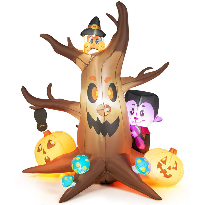 Inflatable Halloween Dead Tree with Pumpkin Blow up Ghost Tree and RGB Lights