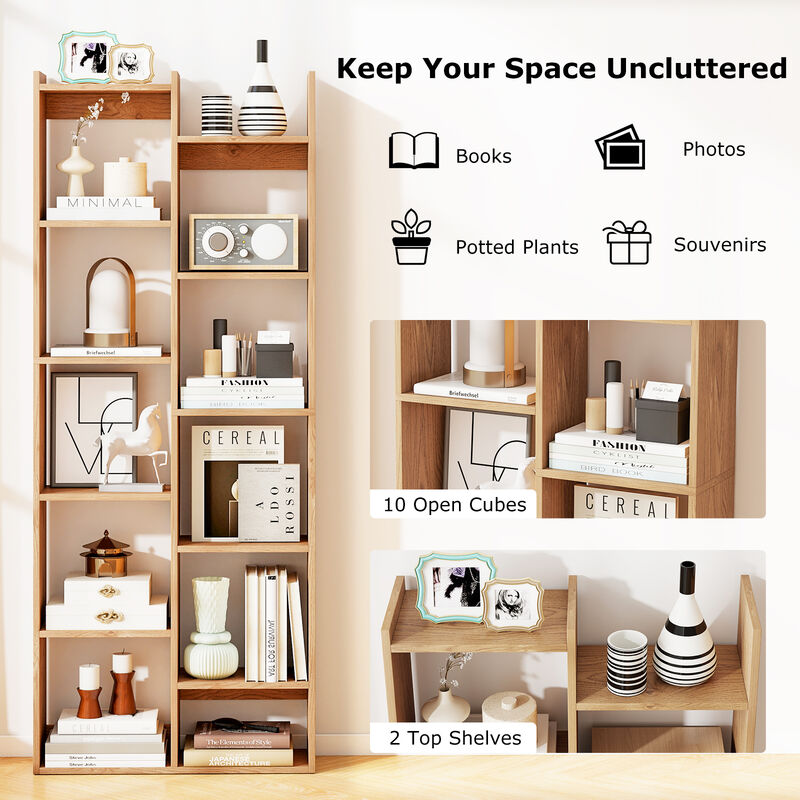 11-Tier Modern Bookcase with Anti-Tipping Kit for Home or Office Organization