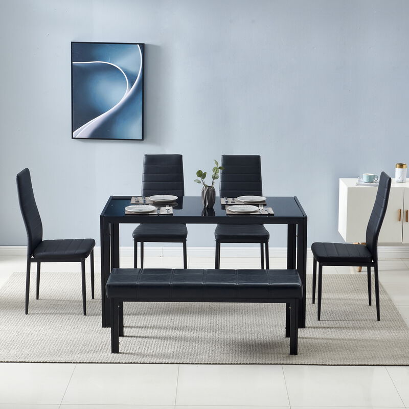 4pcs Elegant High Backrest Dining Chairs Assembled with Stripping Texture for Stylish and Comfortable Seating