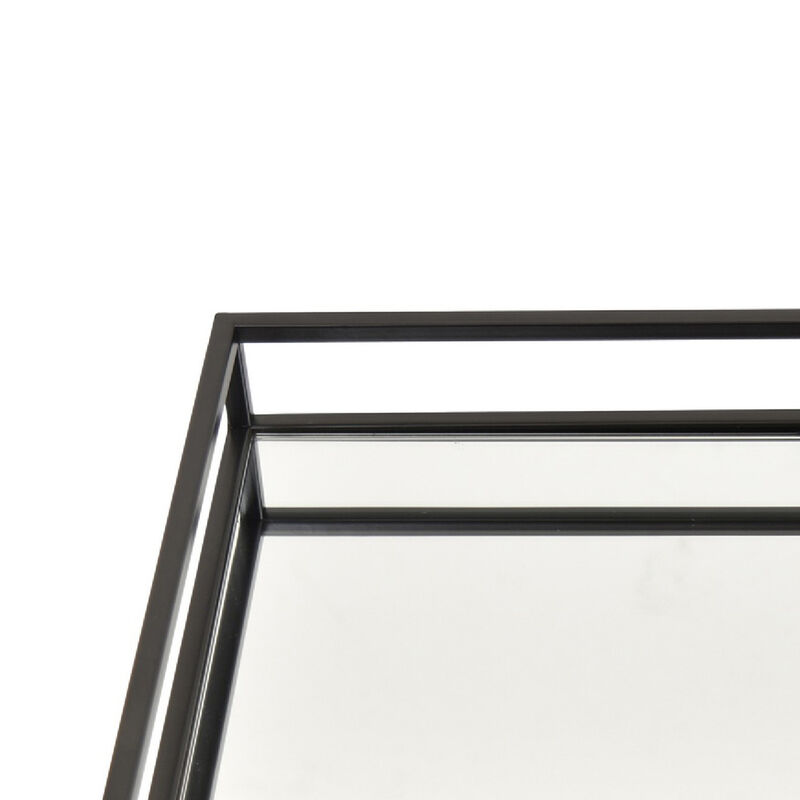 Shaya Rectangular Tray, Gallery Frame w Rails, Glass, Black Metal 16 Inch image number 4