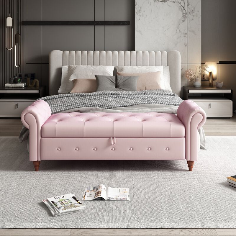 Streamdale Bed Bench Pink Velvet image number 0