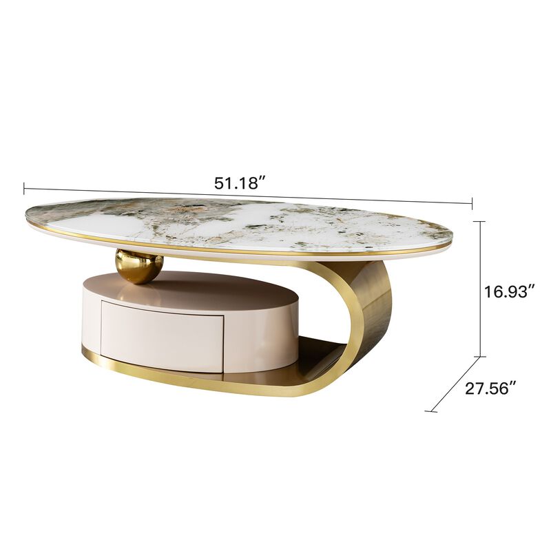 Nopfal Temptered Glass Oval Coffee Table image number 9