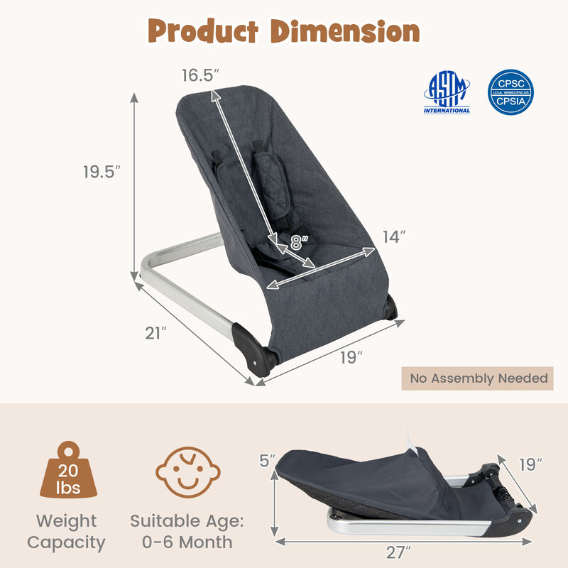 Ergonomic Baby Bouncer with Reinforced Aluminum-Metal Frame