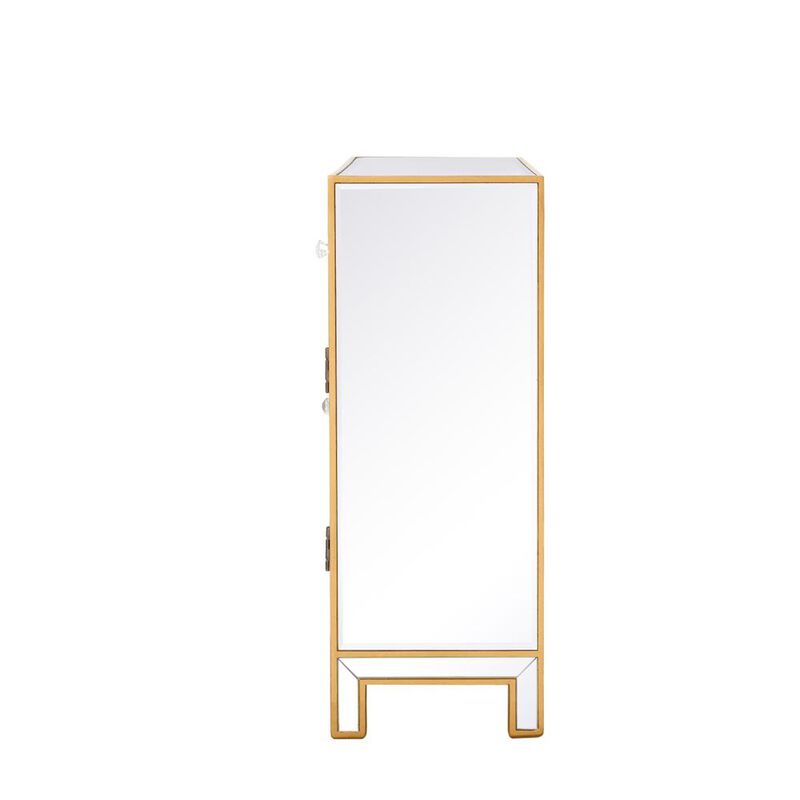 Elegant Decor End table 2 drawers 2 doors 38in. W x 12in. D x 32in. H in gold