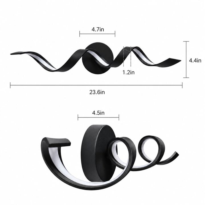 ELEMENT ACE Modern Dimmable LED Bathroom Vanity Light Fixture Over Mirror Spiral Design Wall Mount Lighting for Bathroom Hallway Living Room Decor